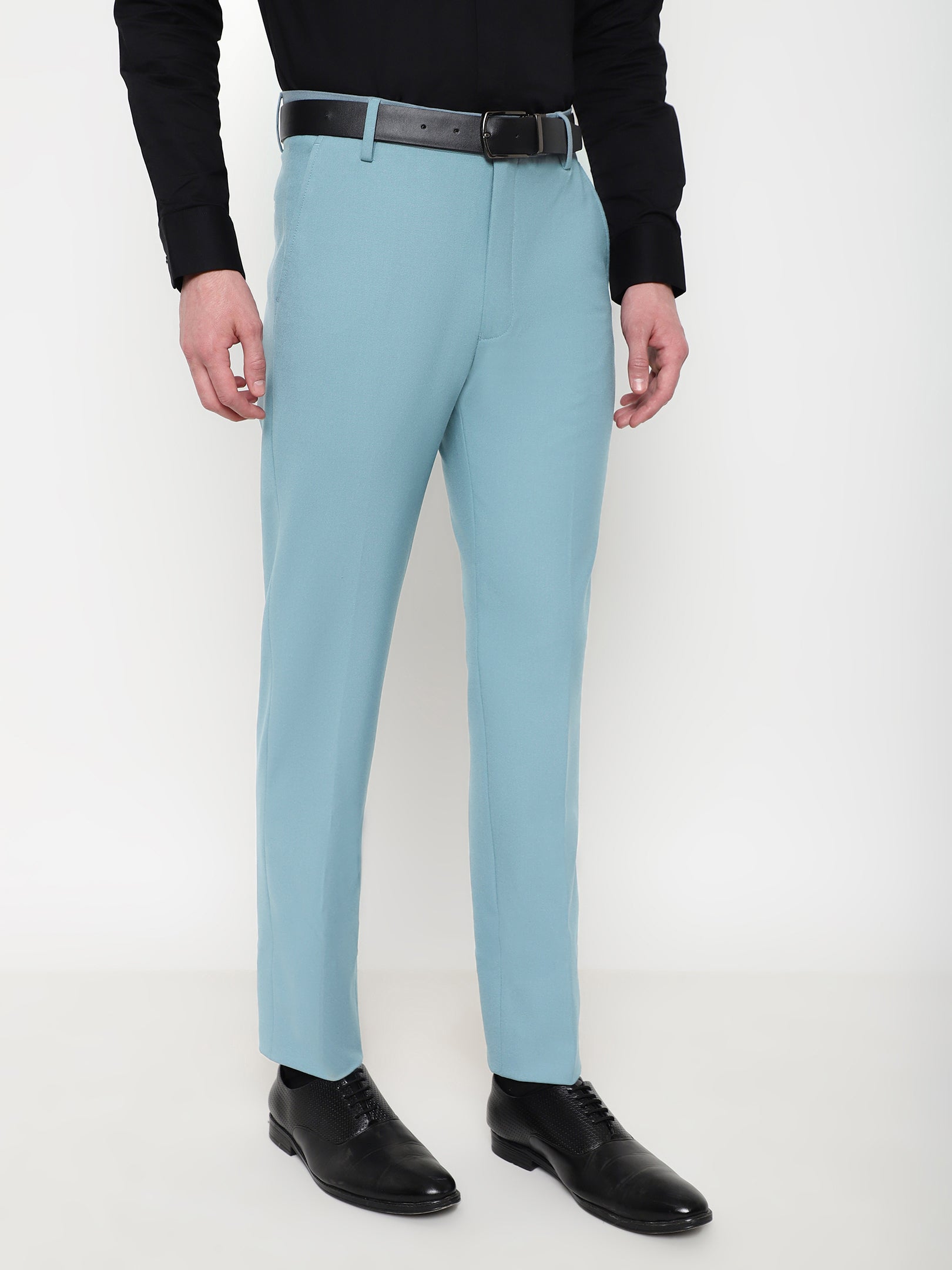 Italiancrown Men's Dark Blue Formal Micro Solid Trousers – Italian Crown